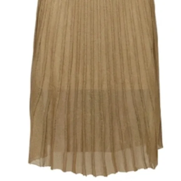 VINCE Pleated Metallic Crochet-Knit Midi Skirt Bronze - Picture 11 of 11
